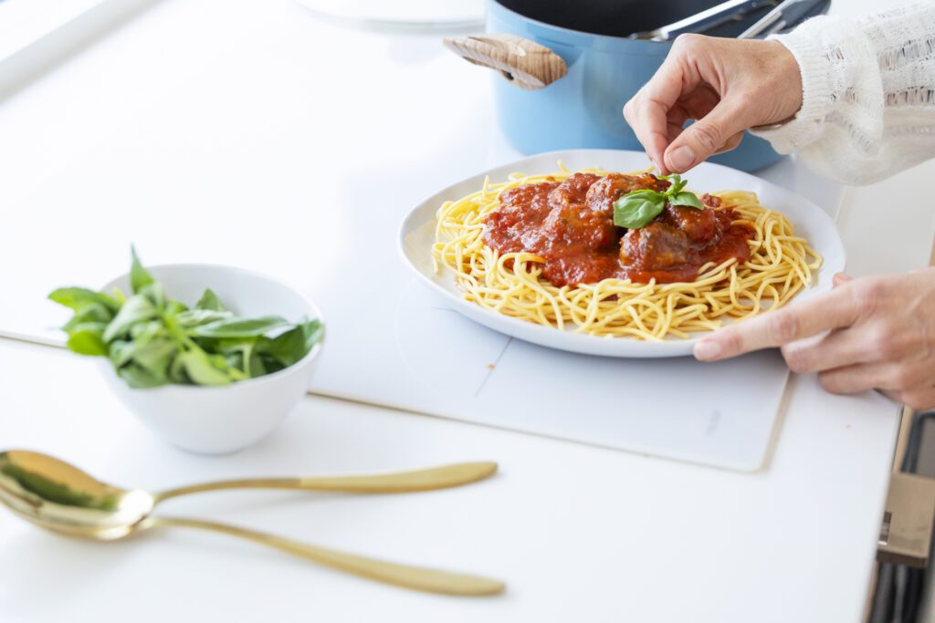 Close up shot of a pasta with sauce