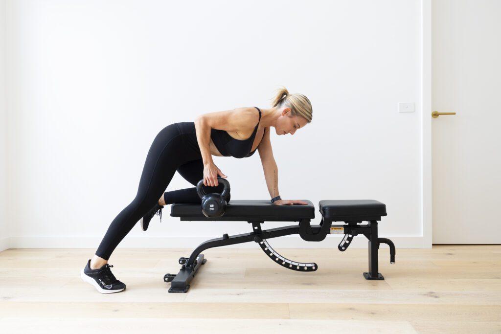 Lady doing exercises with weights