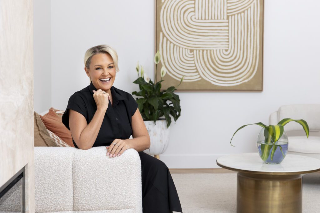 Personal branding photos for real estate agent at styled property